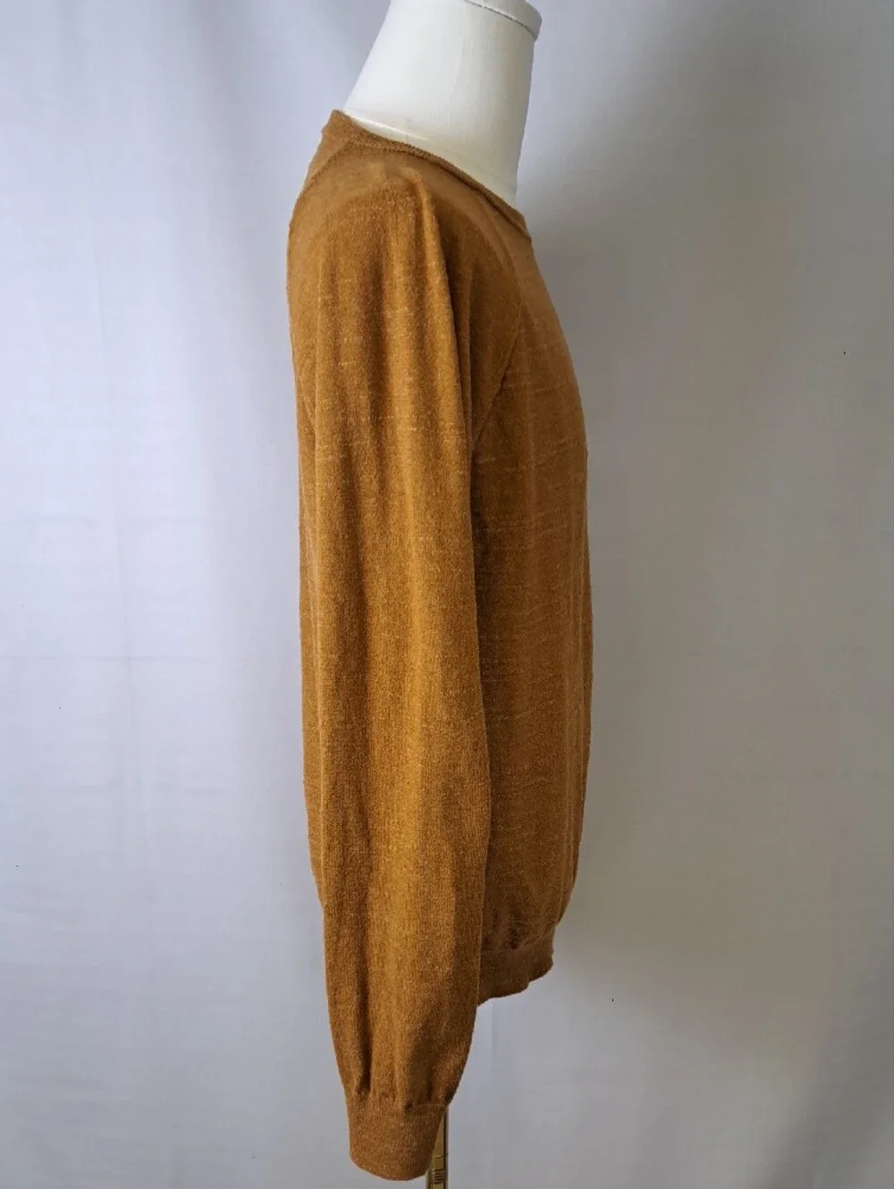 J.Crew Men's Caramel Brown 100% Cotton Raglan Crewneck Sweater Earthy Preppy L